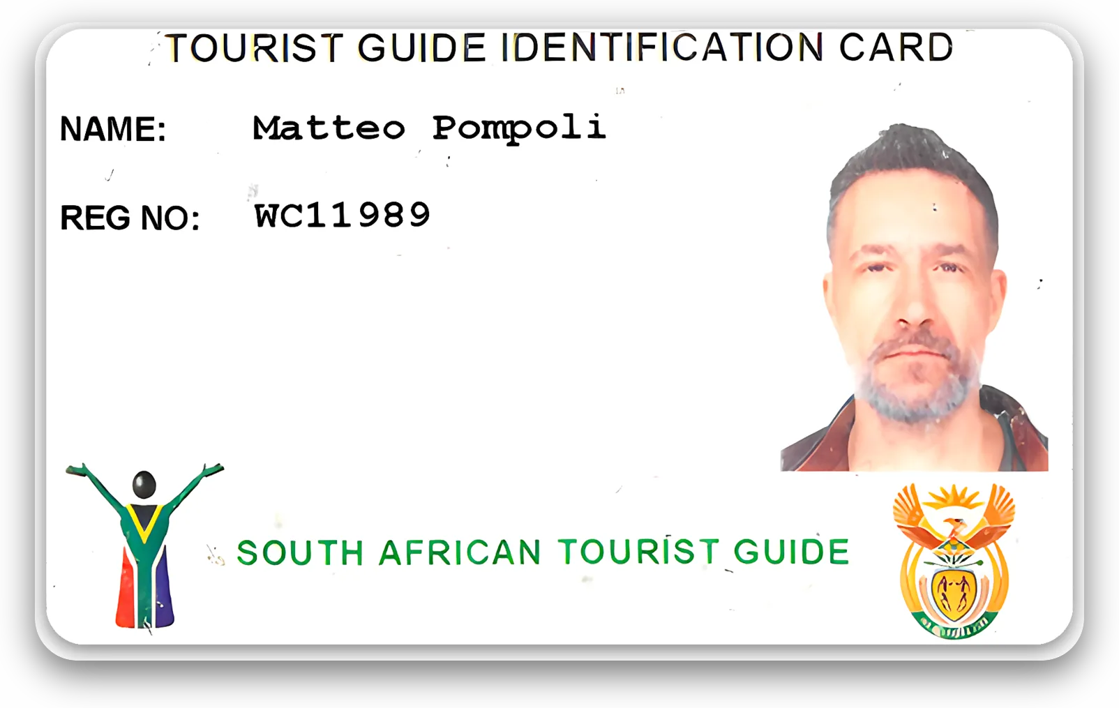 Tessera professionale di guida turistica di Matteo Pompoli, registrazione WC11989